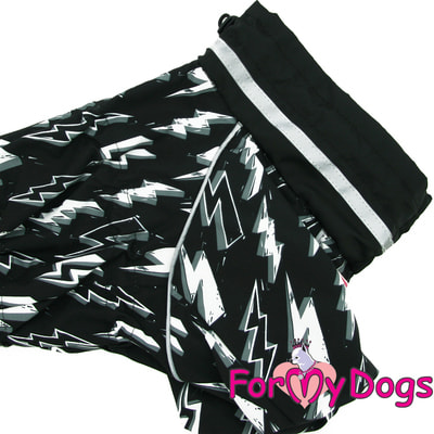 ForMyDogs Дождевик для собак Молния черный, модель для мальчиков (фото, вид 1)