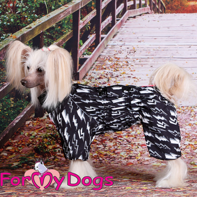 ForMyDogs Дождевик для собак Молния черный, модель для мальчиков (фото, вид 5)