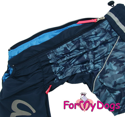 ForMyDogs Дождевик для собак Синий с воротом, модель для мальчиков (фото, вид 4)