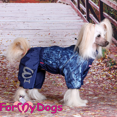 ForMyDogs Дождевик для собак Синий с воротом, модель для мальчиков (фото, вид 5)