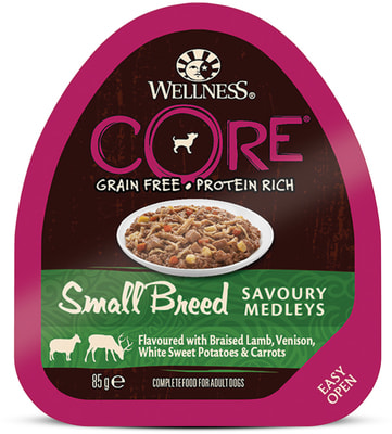 Wellness CORE SMALL BREED консервы из баранины с олениной, белым сладким картофелем и морковью для собак мелких пород (фото, вид 4)