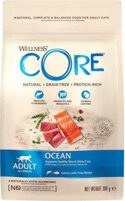 Сухой корм Wellness CORE Grain Free Ocean из лосося с тунцом для взрослых кошек (фото, вид 1)