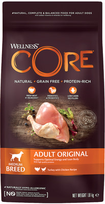 Сухой корм CORE Grain Free Adult Medium из индейки с курицей для взрослых собак средних пород (фото, вид 7)