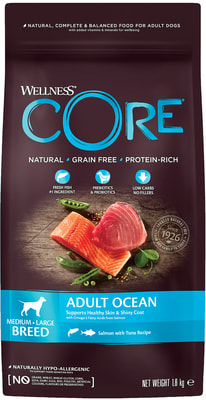 Сухой корм CORE Grain Free Adult Ocean Medium/Large из лосося с тунцом для взрослых собак средних и крупных пород (фото, вид 7)