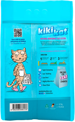 Наполнитель KikiKat Бентонитовый для кошачьего туалета супер-белый комкующийся с ароматом Горная свежесть (фото, вид 1)