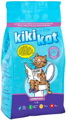 Наполнитель KikiKat Бентонитовый для кошачьего туалета KikiKat супер-белый комкующийся с ароматом Лаванда (фото, вид 2)