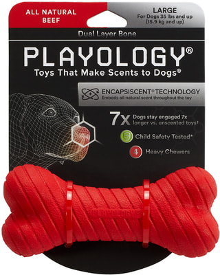 Playology Двухслойная жевательная косточка DUAL LAYER BONE с ароматом говядины, красная (фото, вид 9)