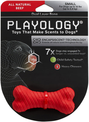 Playology Двухслойная жевательная косточка DUAL LAYER BONE с ароматом говядины, красная (фото, вид 11)