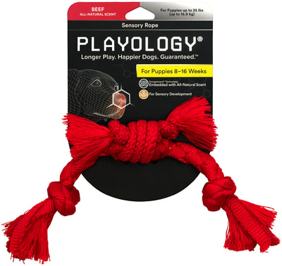 Playology Сенсорный канат для щенков PUPPY SENSORY ROPE с ароматом говядины (фото, вид 6)