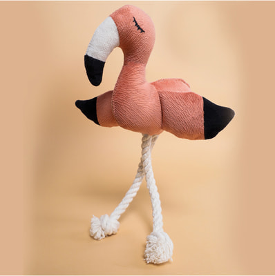 Mr.Kranch Игрушка для собак мелких и средних пород Фламинго с канатом и пищалкой 24х13,5х6см (фото, вид 1)