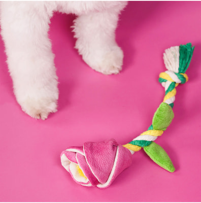 Mr.Kranch Игрушка для собак мелких и средних пород Роза с канатом, розовая (фото, вид 1)