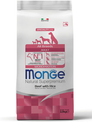 Monge Dog Monoprotein All Breeds Beef and Rice ���� ��� ����� ���� ����� �������� � ����� (����, ��� 8)