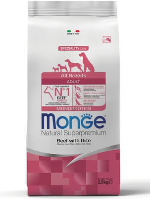 Monge Dog Monoprotein All Breeds Beef and Rice         (,  8)