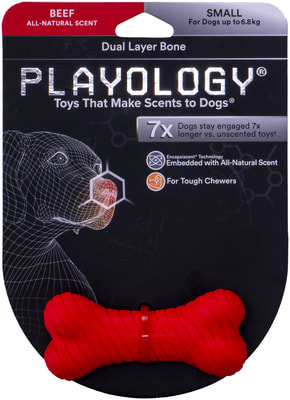 Playology Двухслойная жевательная косточка DUAL LAYER BONE с ароматом говядины, красная (фото, вид 7)