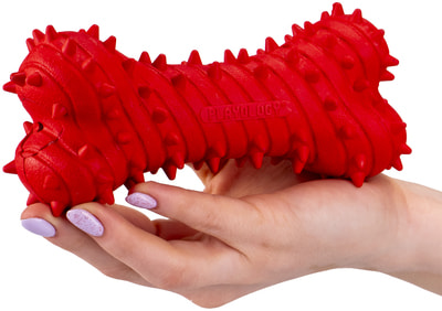 Playology Двухслойная жевательная косточка DUAL LAYER BONE с ароматом говядины, красная (фото, вид 8)