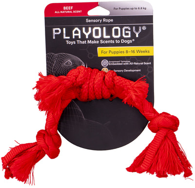 Playology Сенсорный канат для щенков PUPPY SENSORY ROPE с ароматом говядины (фото, вид 5)
