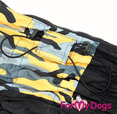 ForMyDogs Дождевик для крупных собак Камуфляж черно-желтый для мальчика (фото, вид 4)