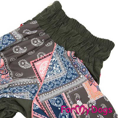 ForMyDogs Дождевик для крупных собак Пэчворк хаки для девочек (фото, вид 1)
