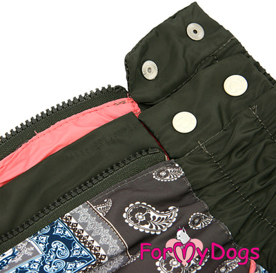 ForMyDogs Дождевик для крупных собак Пэчворк хаки для девочек (фото, вид 2)