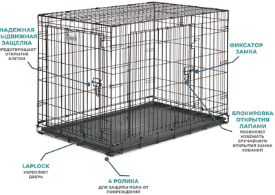 MidWest Клетка для больших собак Contour с двумя дверьми 42" (фото, вид 2)