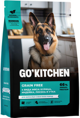 ����� ���� GO'KITCHEN ����������� ��� �������� ����� ���� ����� � �������, ��������, ������� � �����, GRAIN FREE ADULT 4 Meat Recipe (����, ��� 1)