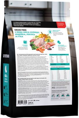 ����� ���� GO'KITCHEN ����������� ��� �������� ����� ���� ����� � �������, ��������, ������� � �����, GRAIN FREE ADULT 4 Meat Recipe (����, ��� 2)