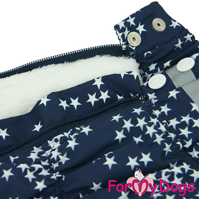 ForMyDogs Теплый комбинезон для маленьких собак Звёзды синий для мальчиков (вид 3) ForMyDogs Теплый комбинезон для маленьких собак Звёзды синий для мальчиков (фото, вид 3)