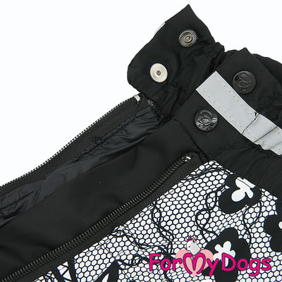 ForMyDogs Дождевик для таксы Кружево черный для девочек (вид 1) ForMyDogs Дождевик для таксы Кружево черный для девочек (фото, вид 1)