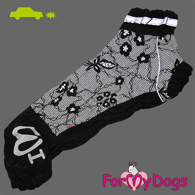 ForMyDogs Дождевик для таксы Кружево черный для девочек (вид 6) ForMyDogs Дождевик для таксы Кружево черный для девочек (фото, вид 6)
