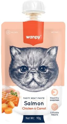 Wanpy Cat Лакомство для кошек Мясной мусс из лосося и курицы с морковью (вид 1) Wanpy Cat Лакомство для кошек Мясной мусс из лосося и курицы с морковью (фото, вид 1)