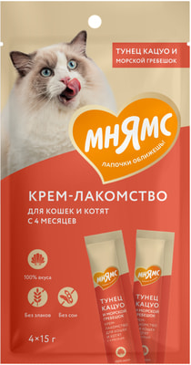 Мнямс Крем-лакомство для кошек с тунцом Кацуо и морским гребешком (вид 5) Мнямс Крем-лакомство для кошек с тунцом Кацуо и морским гребешком (фото, вид 5)