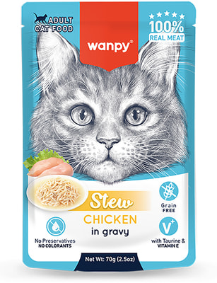 Wanpy Cat Дополнительный консервированный корм пауч для кошек курица в собственному соку (вид 5) Wanpy Cat Дополнительный консервированный корм пауч для кошек курица в собственному соку (фото, вид 5)