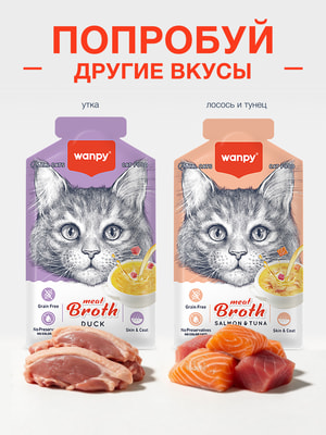 Wanpy Cat Пауч для кошек Бульон с тунцом и креветкой (вид 1) Wanpy Cat Пауч для кошек Бульон с тунцом и креветкой (фото, вид 1)