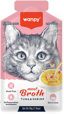 Wanpy Cat Пауч для кошек Бульон с тунцом и креветкой (вид 5) Wanpy Cat Пауч для кошек Бульон с тунцом и креветкой (фото, вид 5)