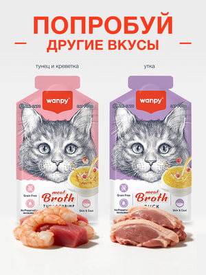 Wanpy Cat Пауч для кошек Бульон с лососем и тунцом (вид 2) Wanpy Cat Пауч для кошек Бульон с лососем и тунцом (фото, вид 2)