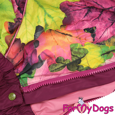 ForMyDogs Дождевик для крупных собак Листья бордовый для девочек (фото, вид 1)
