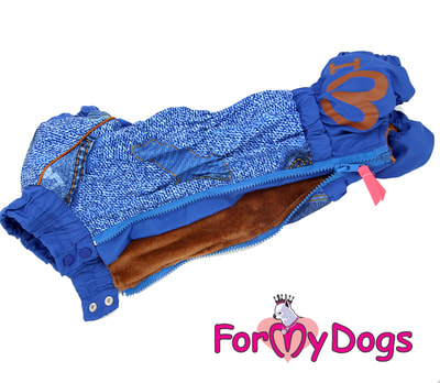 ForMyDogs Комбинезон для такс Джинса синий на меху, мальчик (фото, вид 4)