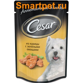 Cesar Пауч для собак Курица с зелеными овощами (фото, вид 1)