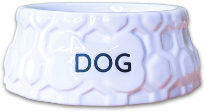 КерамикАрт Миска керамическая для собак DOG белая (фото, вид 1)