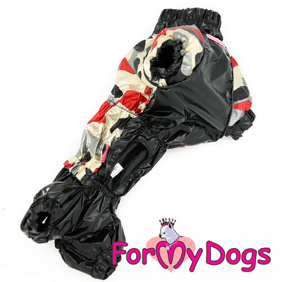 ForMyDogs Дождевик для таксы Камуфляж черно-золотой на мальчика (фото, вид 1)