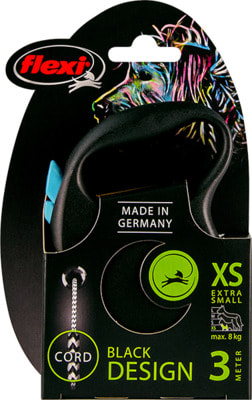 Поводок-рулетка flexi Black Design XS, трос 3м, для собак до 8кг (фото, вид 2)