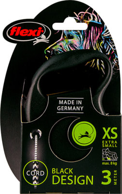 Поводок-рулетка flexi Black Design XS, трос 3м, для собак до 8кг (фото, вид 5)