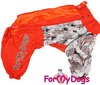 ForMyDogs Комбинезон для больших собак Аисты оранжевый на девочку (фото, вид 2)