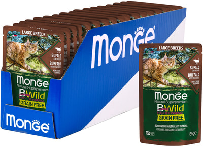Monge Cat BWild GRAIN FREE паучи из мяса буйвола с овощами для кошек крупных пород (вид 3) Monge Cat BWild GRAIN FREE паучи из мяса буйвола с овощами для кошек крупных пород (фото, вид 3)
