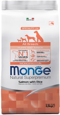 Сухой корм Monge Dog Speciality Puppy&Junior для щенков всех пород лосось с рисом (фото, вид 4)