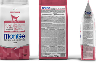 Monge Cat Monoprotein Sterilised Beef корм для стерилизованных кошек с говядиной (фото, вид 4)