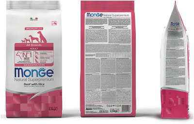 Monge Dog Monoprotein All Breeds Beef and Rice ���� ��� ����� ���� ����� �������� � ����� (����, ��� 4)