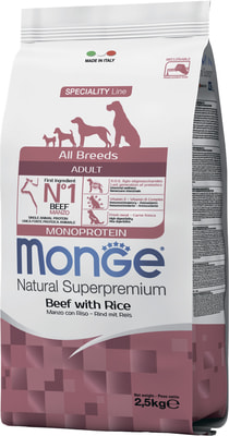 Monge Dog Monoprotein All Breeds Beef and Rice ���� ��� ����� ���� ����� �������� � ����� (����, ��� 5)