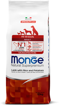 Monge Dog Speciality корм для собак всех пород ягненок с рисом и картофелем (вид 6) Monge Dog Speciality корм для собак всех пород ягненок с рисом и картофелем (фото, вид 6)