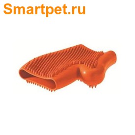 Hunter Smart резиновая перчатка для вычесывания шерсти оранжевая (фото, вид 1)